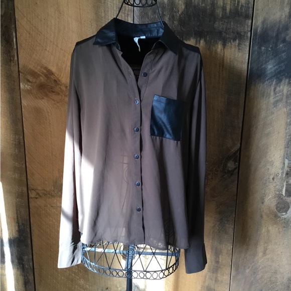 Mind Code Button Down Blouse - Picture 1 of 3